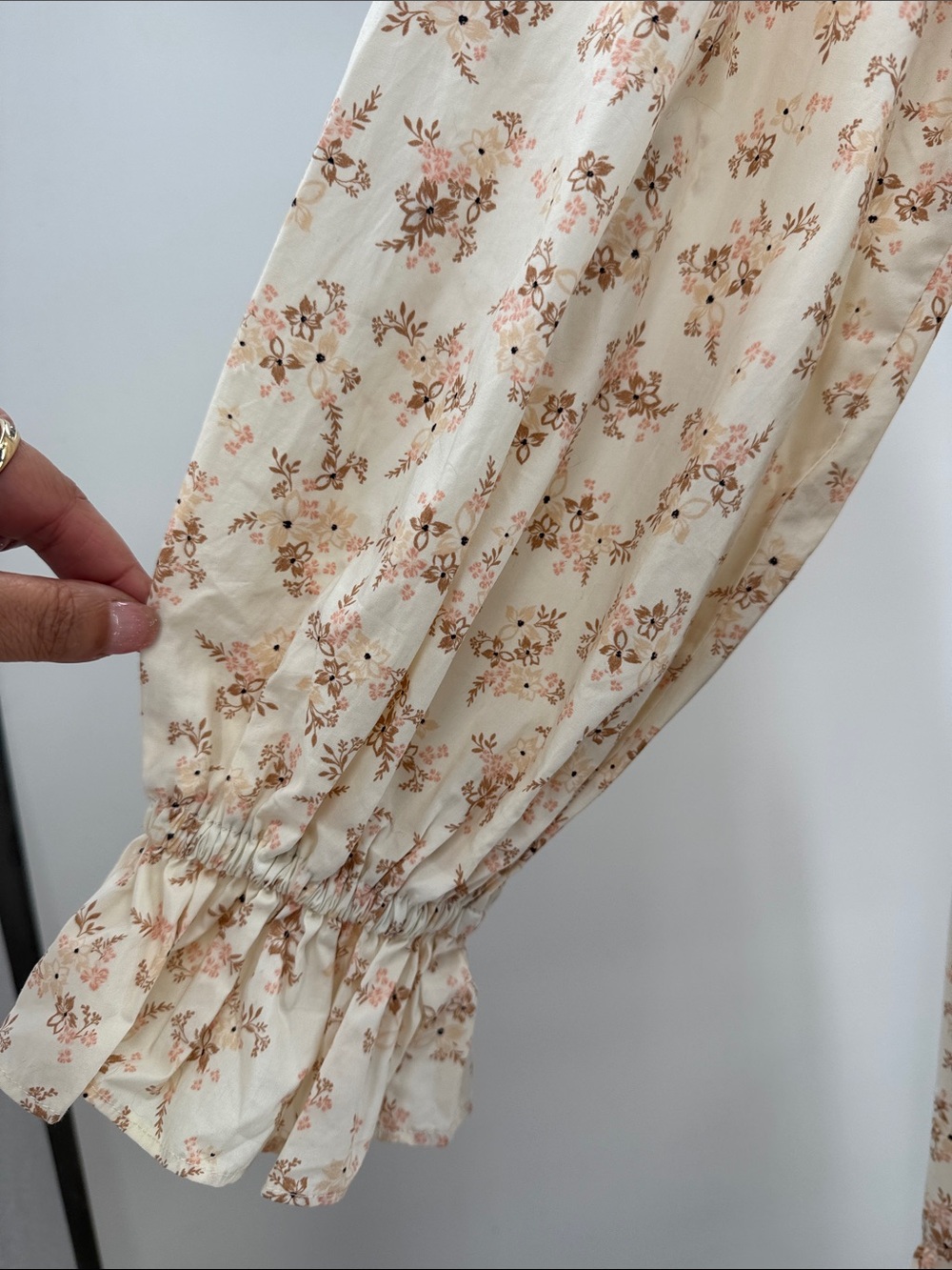Who What Wear Cream Floral Ruffle Midi Dress cottage coquette M neutral boho - Picture 7 of 12